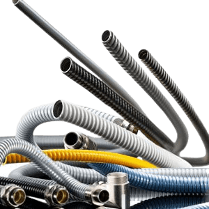 A photo showing flexible conduits for versatile cable management solutions.