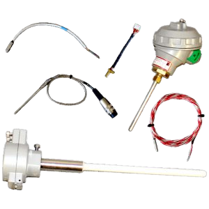 An image of RTD thermocouples used for temperature measurement in industrial processes.