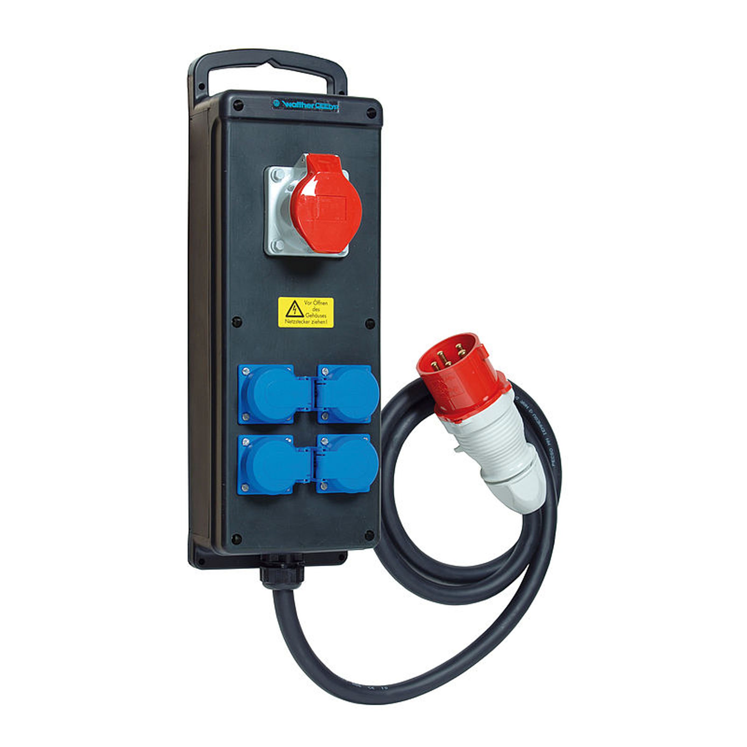 A photo of a solid rubber portable unit with an electrical outlet and power cord, suitable for various applications.
