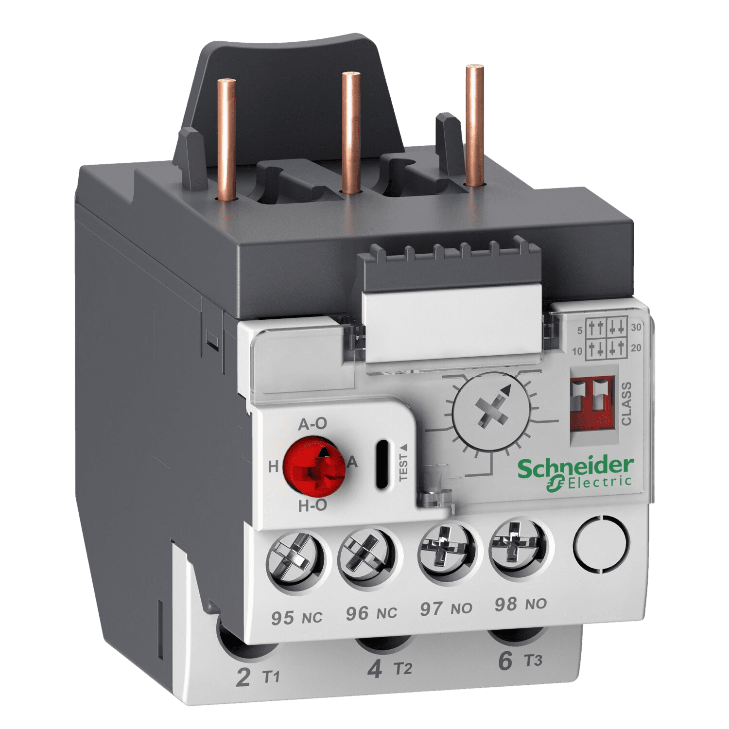 An image of an overload relay, TeSys LRD, motor protection, 0.1A to 0.5A, 3 phase, electronic thermal.